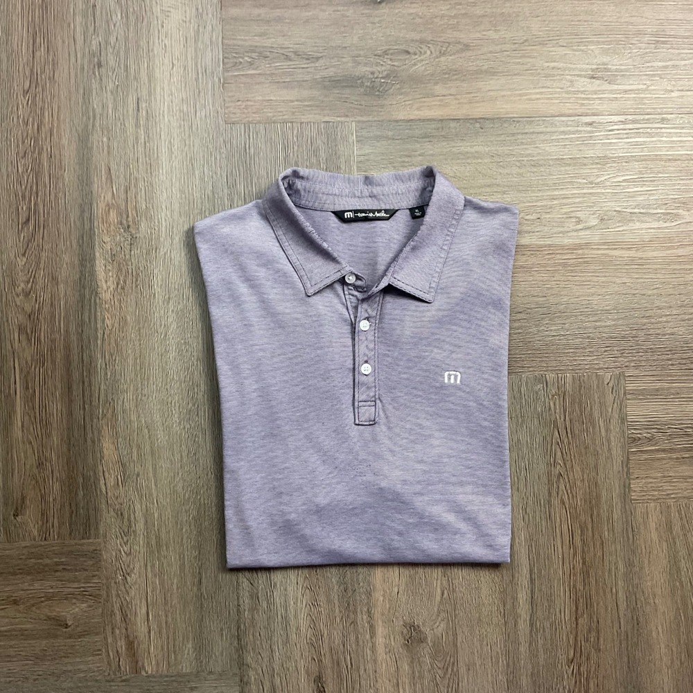 TravisMathew Striped Pima Cotton Golf Tennis Polo Mens‎ XL Purple Preppy Classy